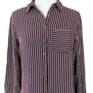 Maeve Anthropologie Adelaide Navy Red Striped Poplin Button Down Blouse Small